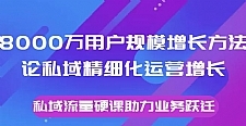 8000万用户规模增长方法论私域精细化运营增长，私域流量硬课助力业务跃迁